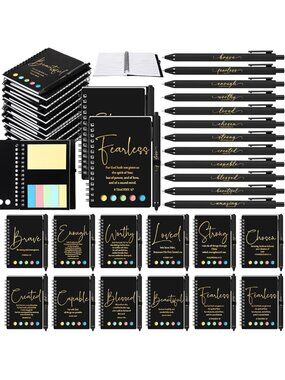 36 Sets Christian Gifts - Prayer Journal & Pen Set, Black & Gold, Inspirational